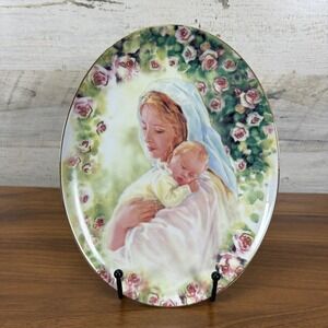 Vintage Madonna and Child Porcelain Serving Plate  Shrine of our Lady 9" x  7"